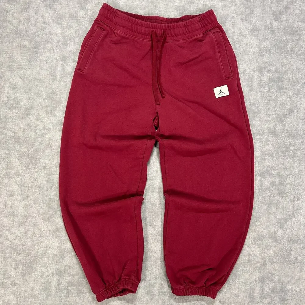 Air Jordan Flight burgundy athleisure casual loose fit gym sweatpants mens M